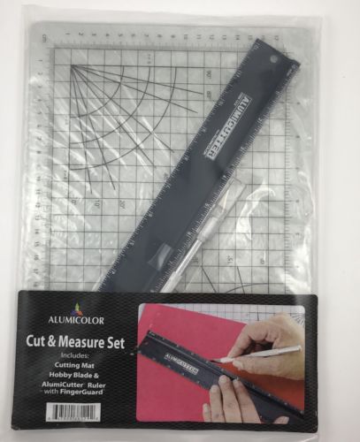 Alumicolor Cut & Measure Set Cutting Mat Hobby Blade Ruler With Fingerguard