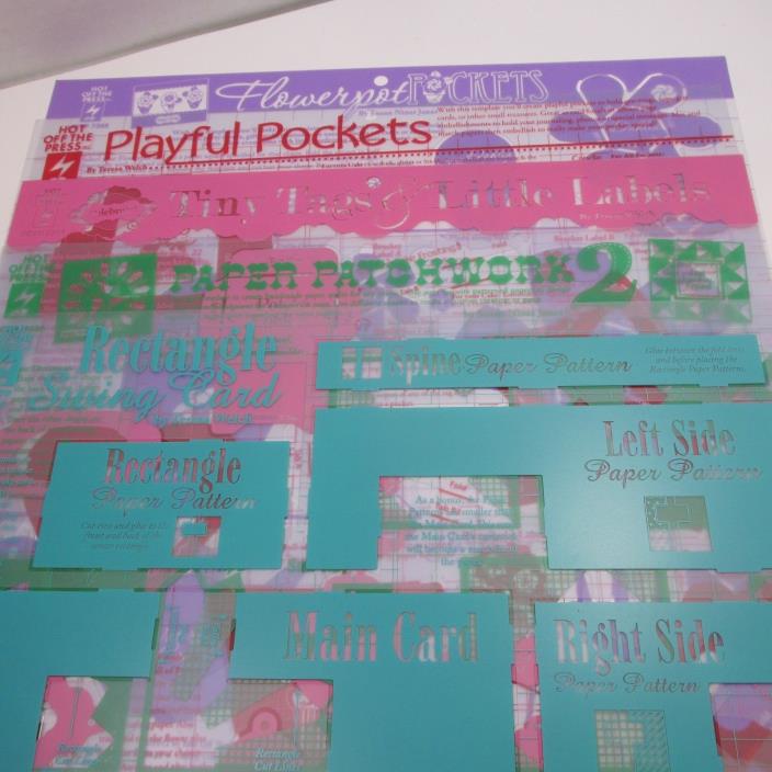 Hot Off The Press Templates Stencils Lot 5 Pockets Labels Tags Cards Scrapbook