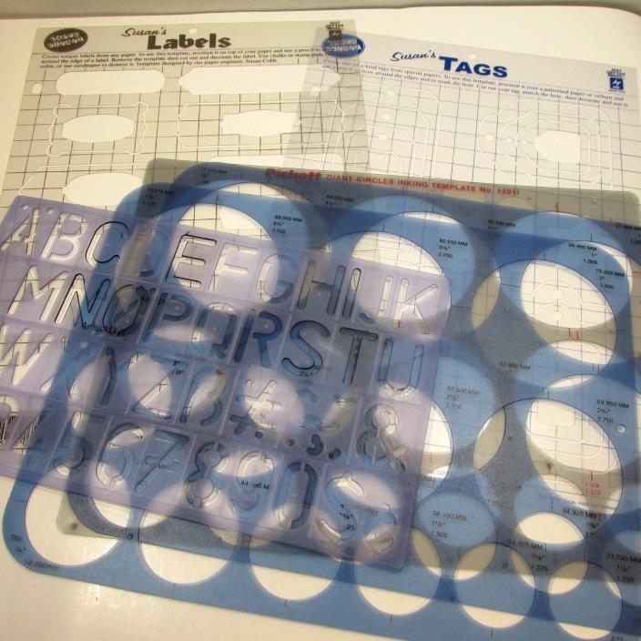 Hot Off The Press Stencils Pickett Inking Template Lot 6 Alphabets Labels Tags