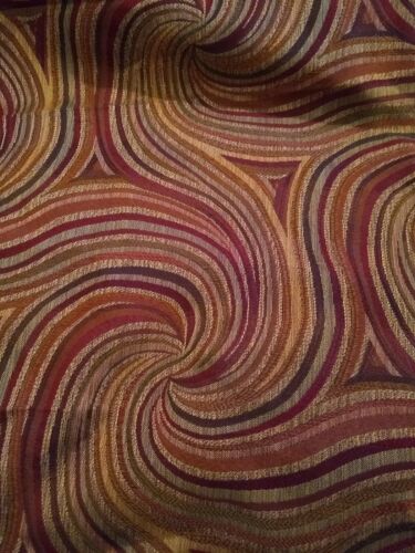 Fabric Abstract Mod Swirl Pattern Drapery Upholstery red/brown 58