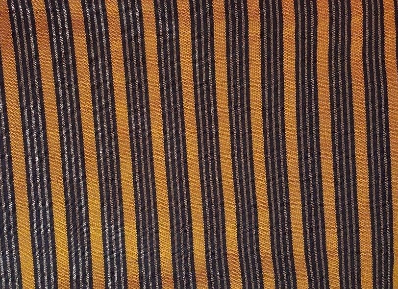 African Woven Stripe  Gold Black Metallic  Cotton Fabric 1 Yard 29
