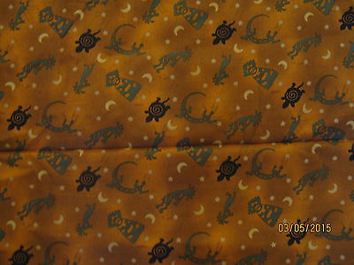 New KOKOPELLI SOUTHWESTERN LIZARD Themed Cotton Fabric sold by the yard