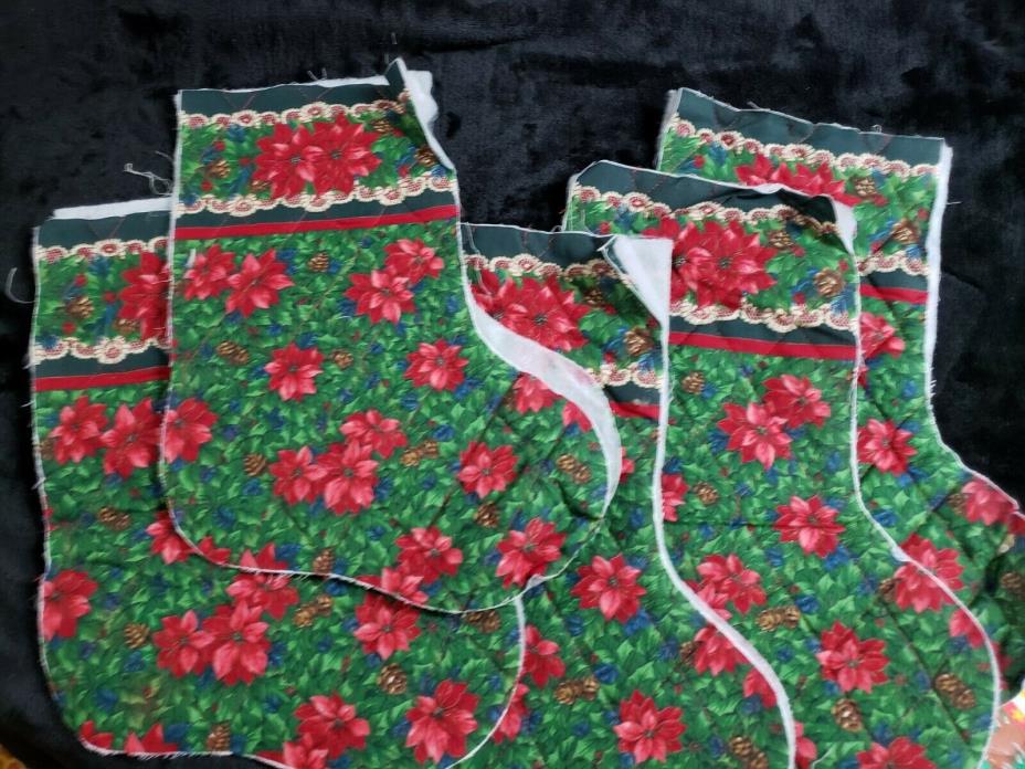 Lot of 5 Christmas Stockings Cut Out  Fabric