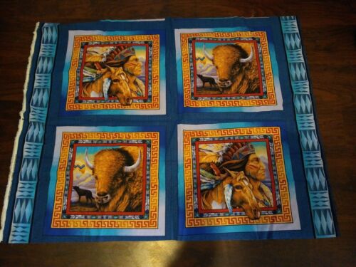 Springs Industries Tribal Elements Fabric Pillow Panel Indian Horse Buffalo 7267
