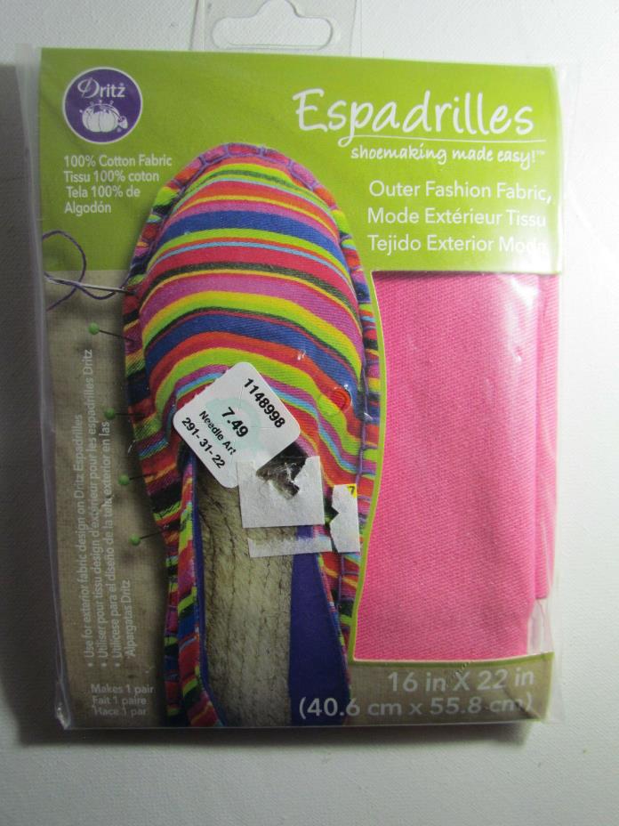 New Dritz Espadrilles Outer Fashion Fabric Pink 100% Cotton