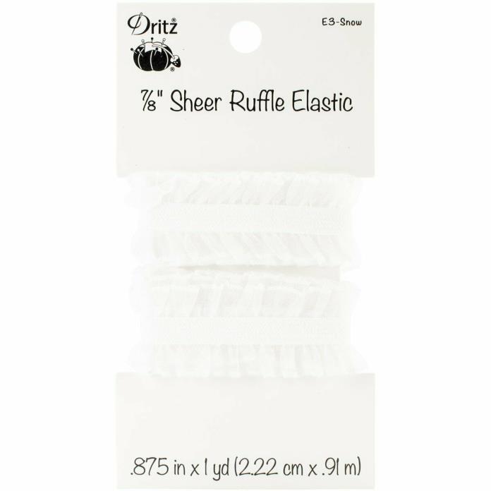 Dritz E3 Woven Sheer Ruffle Elastic, 7/8
