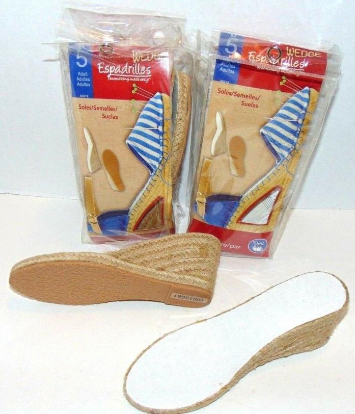 Espadrille Wedges -Pair of Soles, Adult Size 5 072879290905 (2 Pair) NEW!