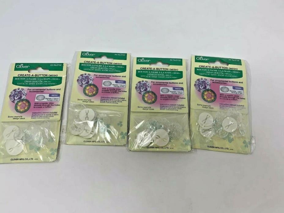 Brand New - Clover Create A Button Mesh - 3102 - Lot Of Four Pkgs