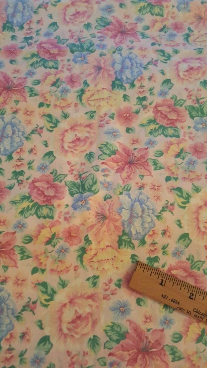 Cotton Quilting Fabric Pinks Greens Floral Wamsutta Quilt BY THE YARD x 43
