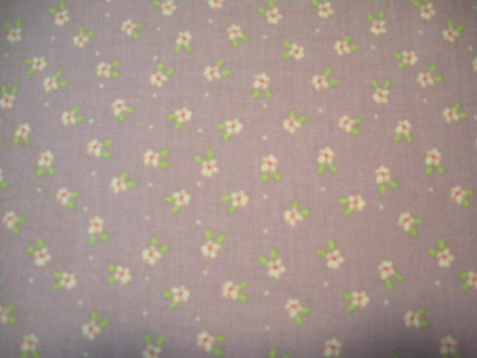 2 YRDS OF 100% COTTON QUILTING FABRIC LAVENDER WITH FLOWERS