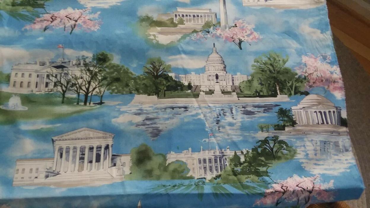 OOP TT Wash DC, Cherry Blossoms Monuments, Etc Scenic Cotton Fabric 4 yds #C4687