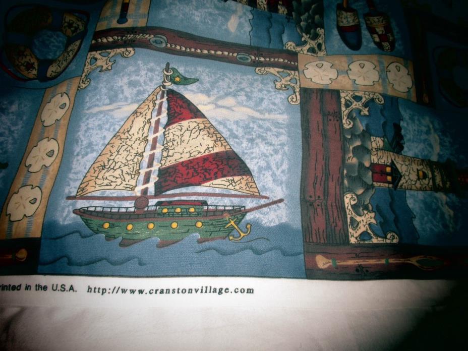 COTTON FABRIC SEA SIDE OR SHIP SCENES-VERY NICE COLORS & PRINTS  BY LESLIE BECK