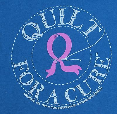 Quilt For a Cure Tee Shirt Size XL Hanes Beefy Tee Blue Bonnie Benn Stratton