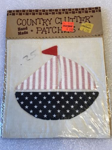 New Vintage Country Clutter Handmade Patches Sailboat Quilt Block