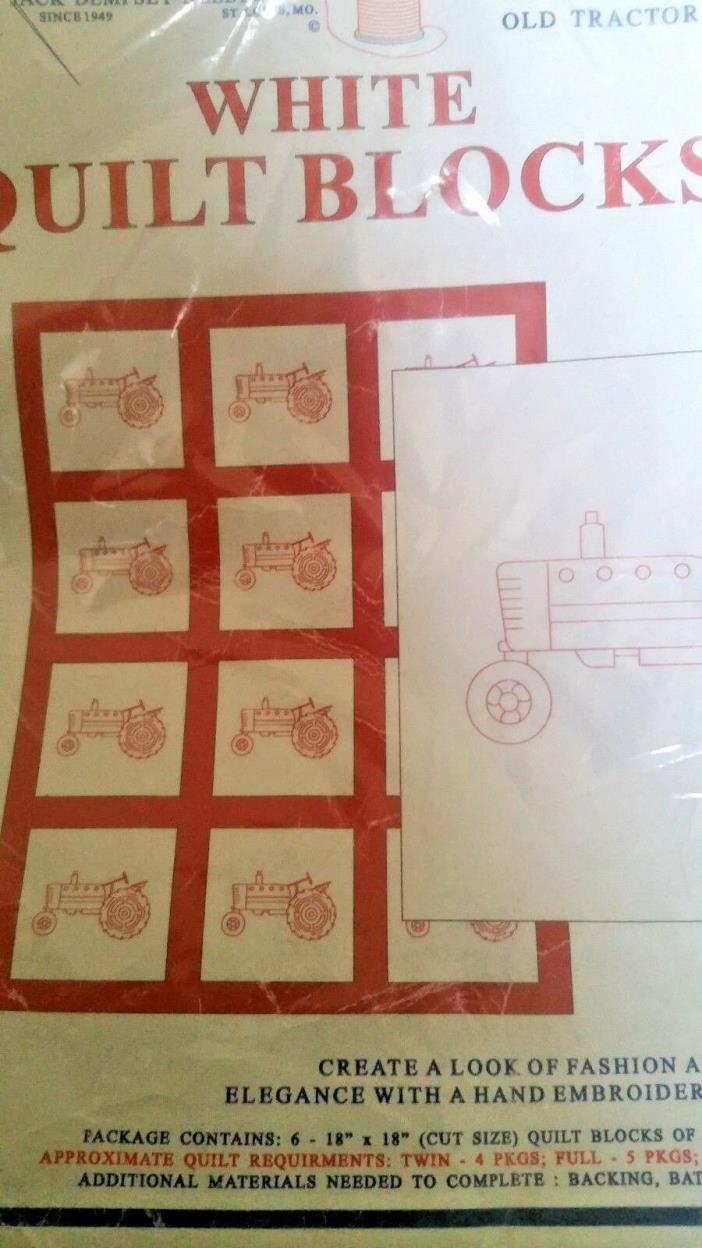 JACK DEMPSEY~OLD RED TRACTOR QUILT BLOCK SET FOR EMBROIDERY~6- 18
