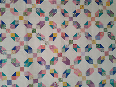 Unfinished Quilt Top- Snowball Nine Patch, Asst Colors, approx 67