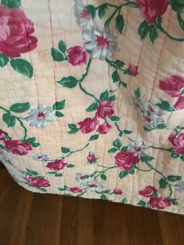 Vintage Crib Quilt Hand Crafted/Vintage Fabrics/Roses 1940’s/Cutter? Or Repair