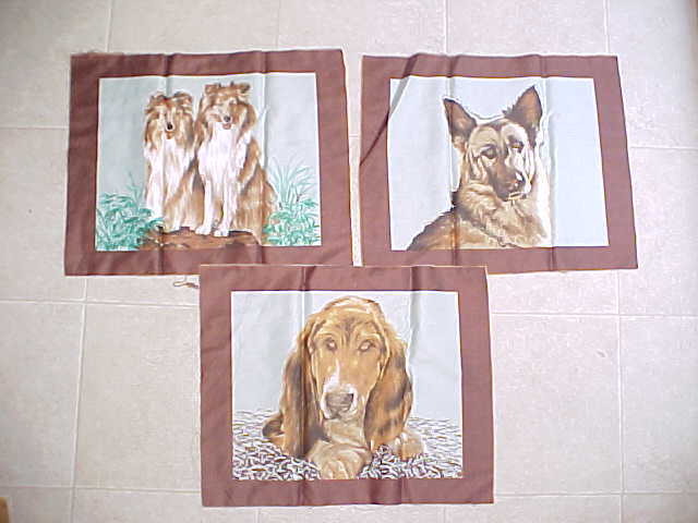 3 Different Dog Prints 11.5X14.5 inch Pillow Top Quilt Squares