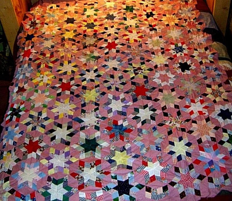 Multicolored Quilt Top (unfinished) hand/machine sewn  Measures 66