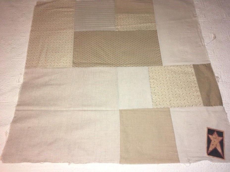 Tan/Beige QUILT TOP  FOR QUILTING  APPLIQUES PRIMITIVE  LOT A