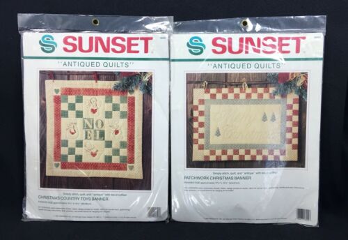 Christmas Patchwork Antiqued Quilts Country Toys Banner Sunset Kits SEALED 2
