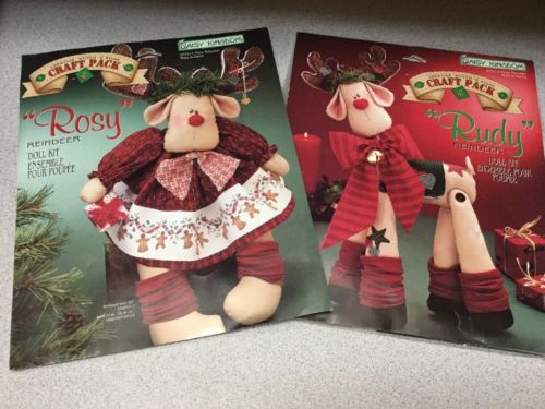 2 Rudy Rosy Reindeer Doll Kits Creative Stitch 'N Stuff Daisy Kingdom 18”