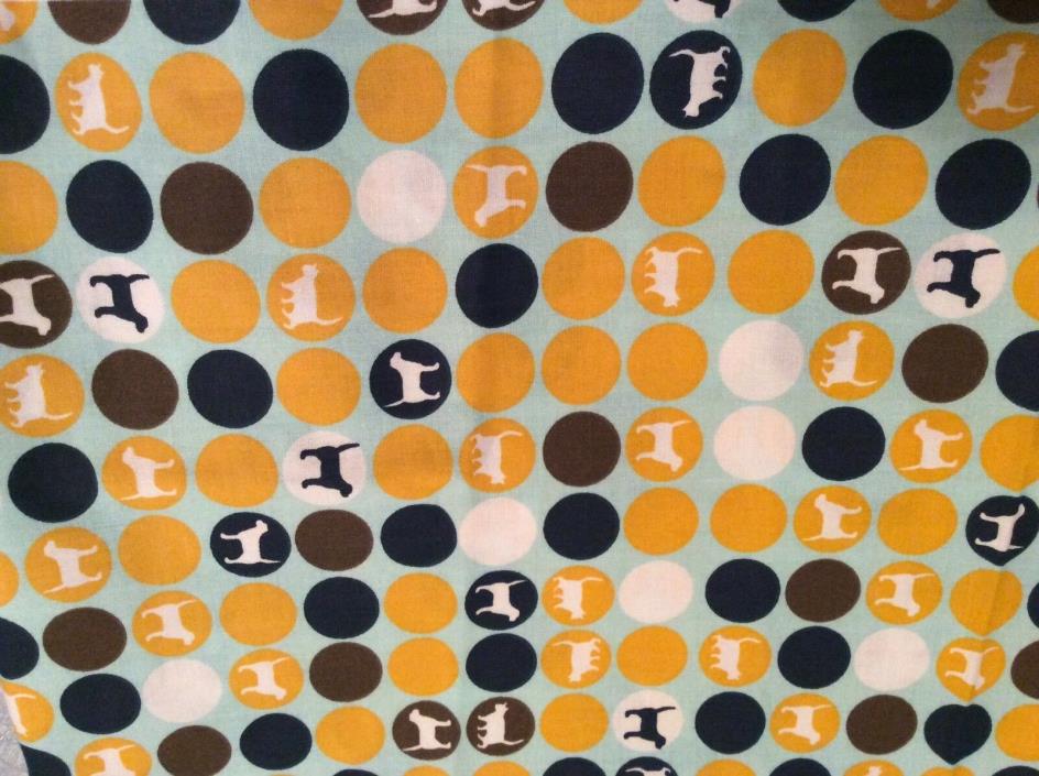 1.5 YARDS AWN PET SILHOUETTE CAT DOG 1 1/2 YARDS  SEWING CRAFT FABRIC D #12752