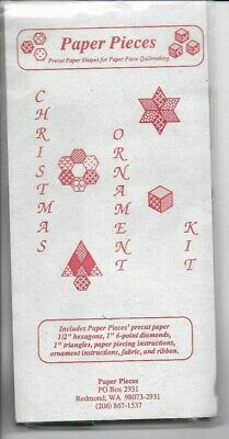 Paper Pieces Christmas Ornament Kit Pre Cut Shapes Hexagons Diamonds Fabric