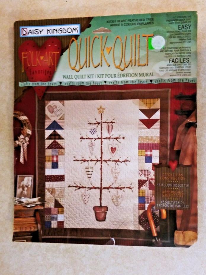 1996 DAISY KINGDOM QUICK QUILT HEART FEATHERED TREE WALL QUILT KIT FABRIC PANEL