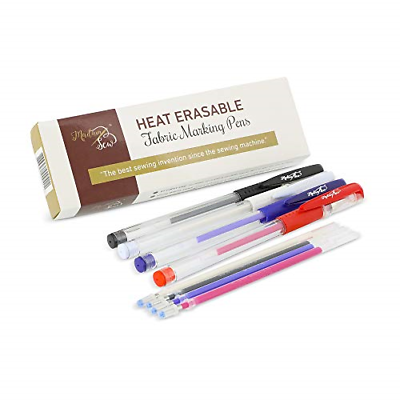 Heat Erasable Fabric Marking Pens with 4 Refills for Quilting, Sewing and 4 Set