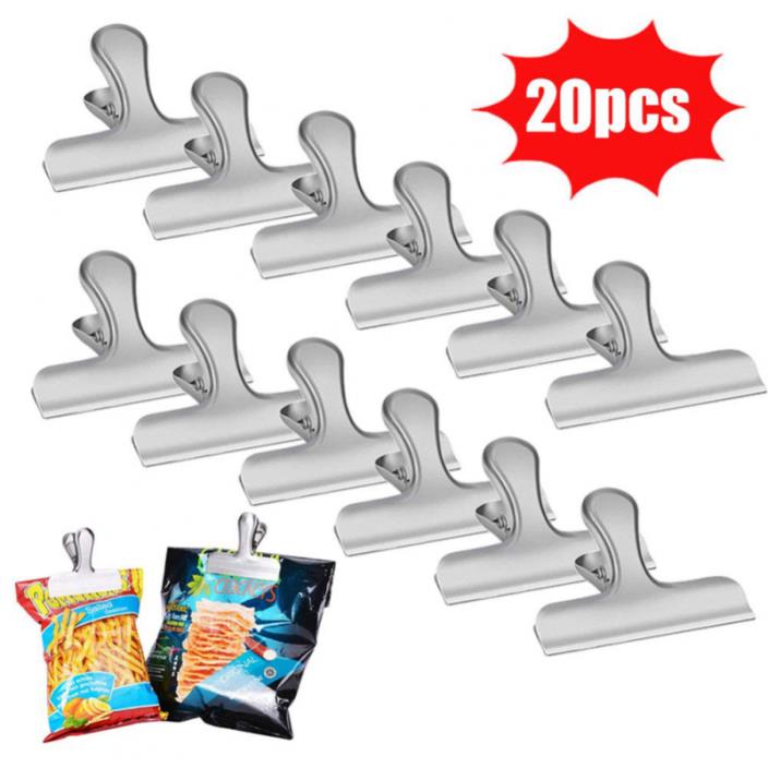 20PCS Stainless Steel Clips,LovesTown 3 Inches Wide Chip Bag Heavy Duty for Perf