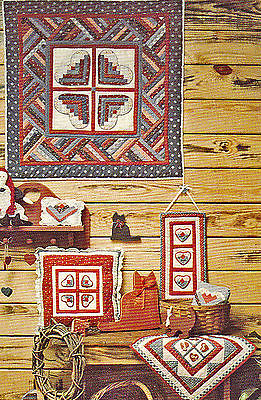 SEWING PATTERN Country Threads Log Cabin Hearts Quilts &  Pillows UNUSED PATTERN