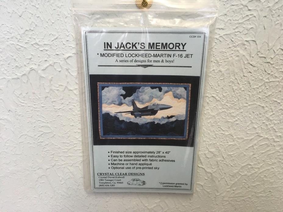 IN JACK'S MEMORY Wall Quilt Pattern ~ Modified Lockheed Martin F-16 JET ~ NEW