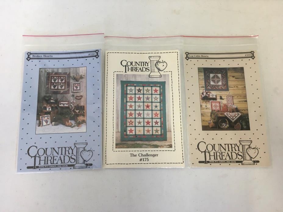 3 COUNTRY THREADS Quilt Patterns ~ 72