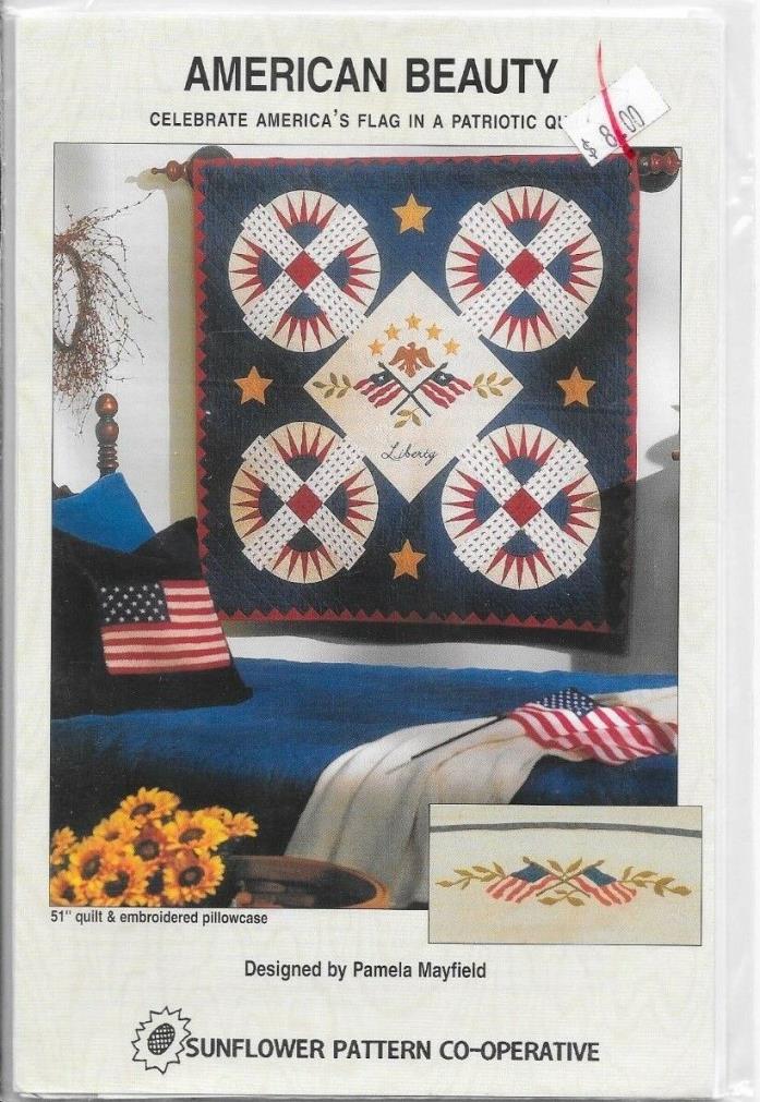 AMERICAN BEAUTY QUILT PATTERN BY PAMELA MAYFIELD FOR SUNFLOWER COOP.