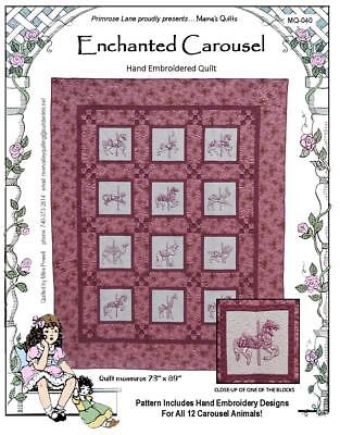 ENCHANTED CAROUSEL HAND EMBROIDERED QUILT PATTERN, Primrose Lane