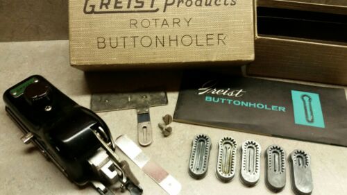 Vintage 1956 Greist Rotary Buttonholer Sewing Machine Attachment Box Instruction