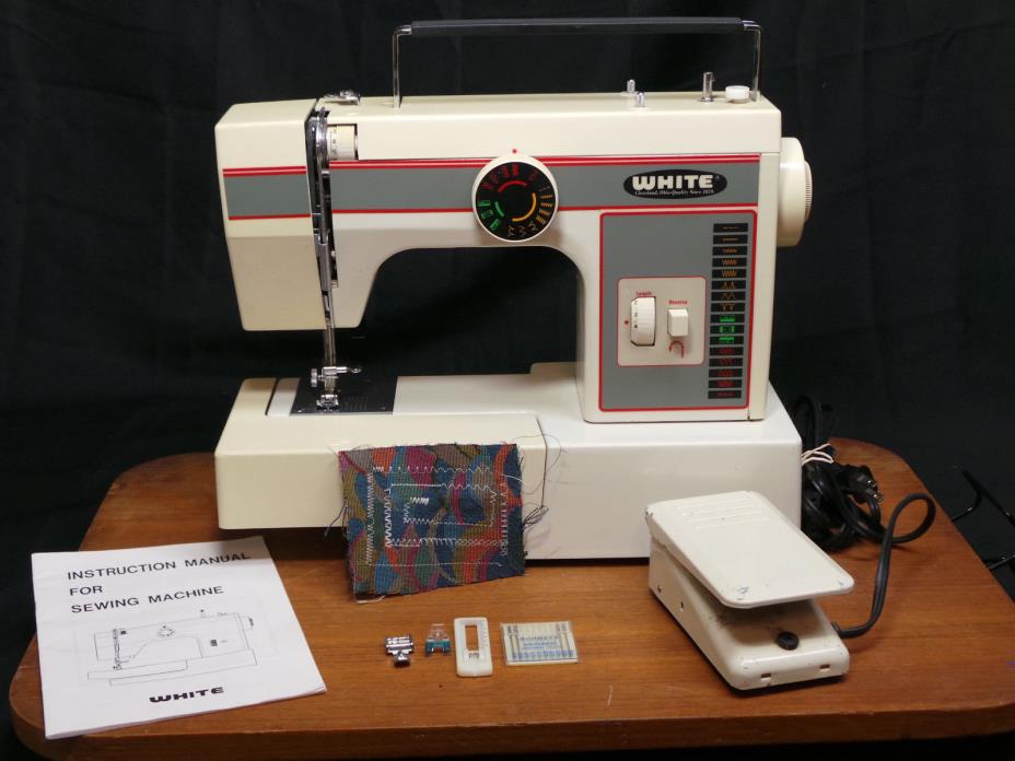 Heavy Duty White Sewing Machine 1488 Free Arm Portable Stretch Stitch SERVICED