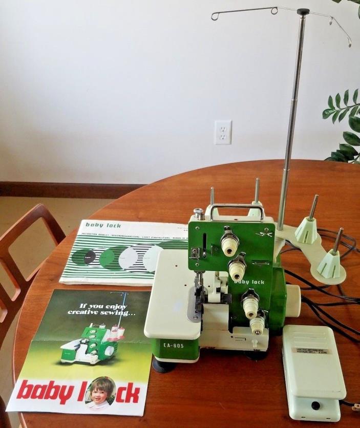 Baby Lock EA-605 4-Thread Serger JAPAN Sewing Machine Foot Pedal Juki w/ MANUAL