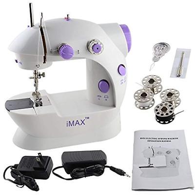 Nex Sewing Machines Double Speed Portable For Beginner, With Foot Pedal, 2 White