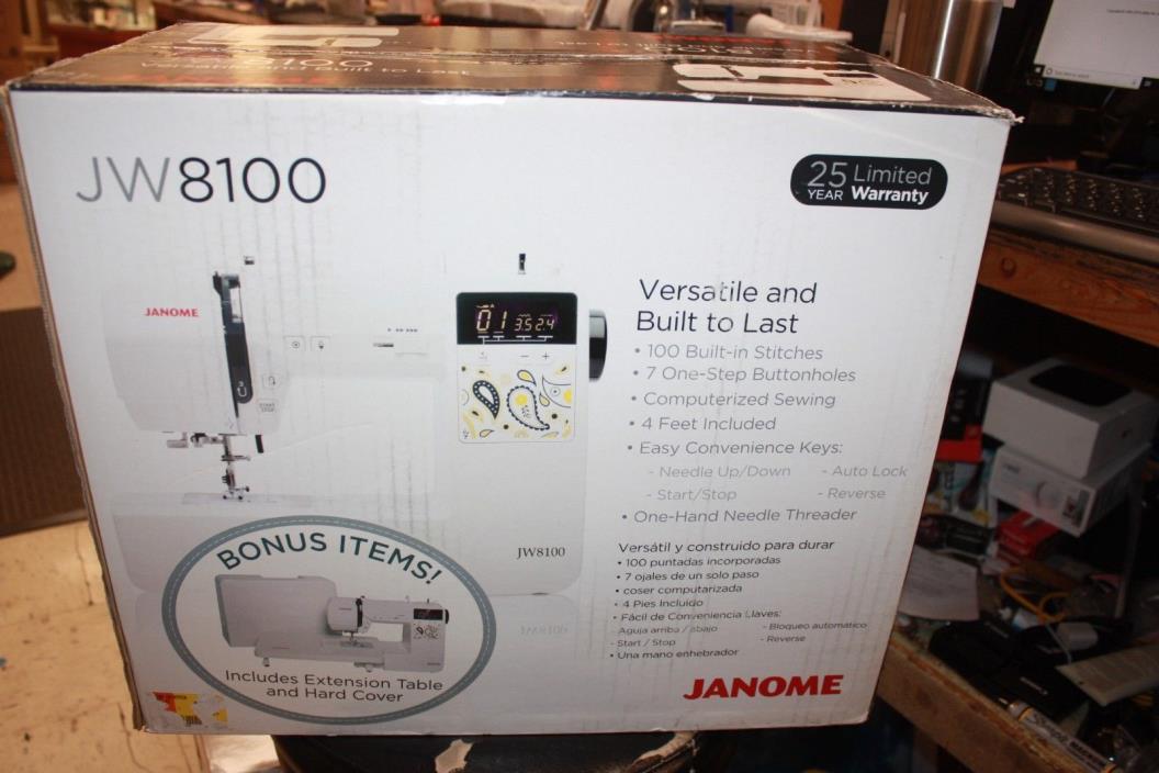 Janome JW8100 Fully-Featured Computerized Sewing Machine with 100 Stitches NEW