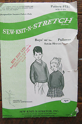 SEW KNIT N STRETCH VINTAGE Sewing Pattern #125 CHILDREN  SWEATER AGES 2-6