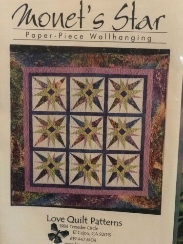 Monet's Star Quilt Pattern Paper Piece Wallhanging by Love's Quilt Pattern New