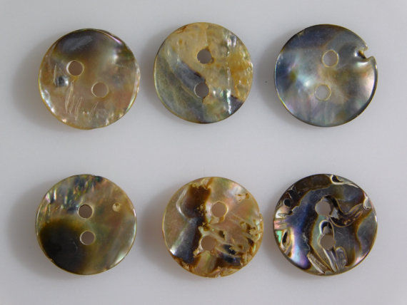 Abalone Buttons 15mm (Set of 6 Mother of Pearl Antiques) Handmade Sewing Crafts