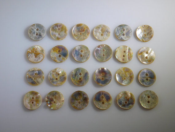 Abalone Buttons 20mm (Set of 24 Mother of Pearl Antiques) Handmade Sewing Crafts