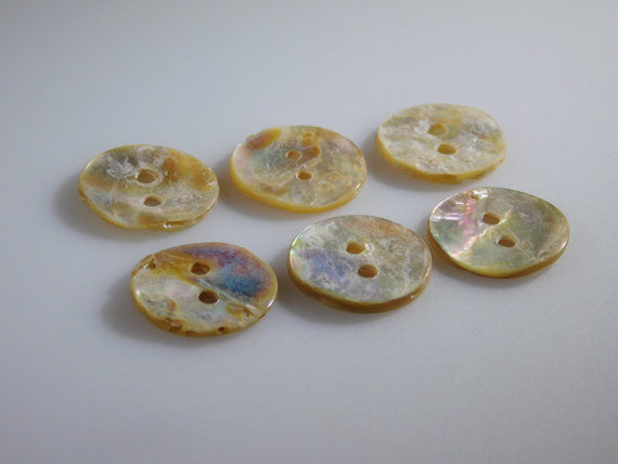 Abalone Buttons 20mm (Set of 6 Mother of Pearl Antiques) Handmade Sewing Crafts
