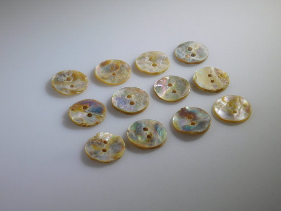 Abalone Buttons 20mm (Set of 12 Mother of Pearl Antiques) Handmade Sewing Crafts