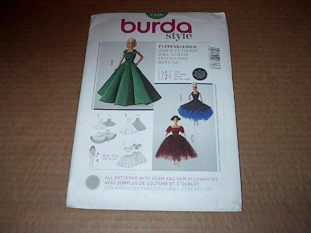 Burda Pattern 7336 Barbie Evening Gown / Dress in Three Styles ~   Uncut