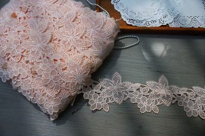 Good quality, lovely Peach/Pink Venise Lace trim - selling by the yard