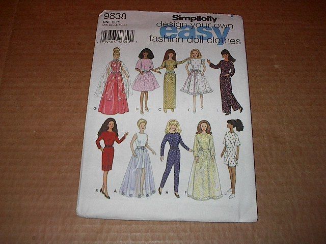 Simplicity Pattern 9838 ~ Doll Clothes for 11 1/2